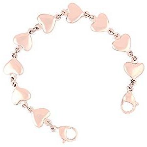 Stainless steel rose replace heart link bracelet