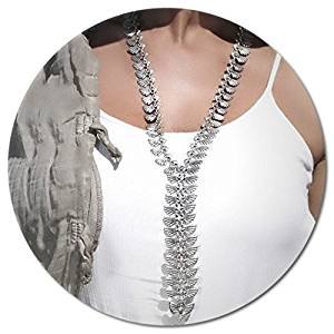 Long retro fashion retro ancient silver pendant necklace adjustable